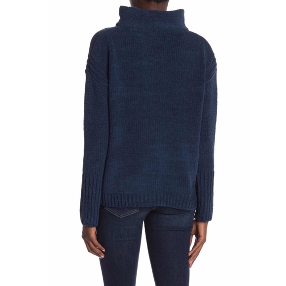 Chenille Mock Neck Dolman Sweater in Navy Slate - Picture 2 of 2